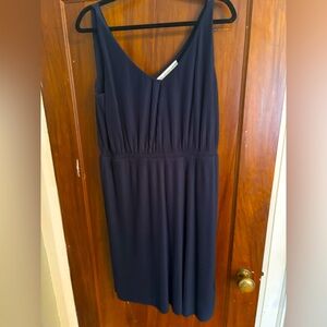 & Other Stories pleated navy dress